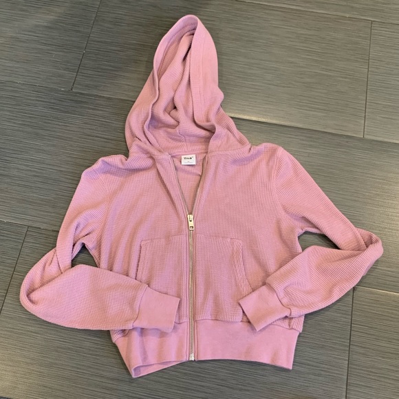 TNA waffle zip thermal hoodie in lilac - Picture 1 of 4